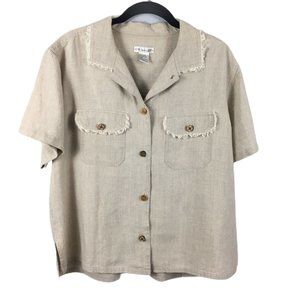 ***c.a. sport 100% Linen Short Sleeve Button Down